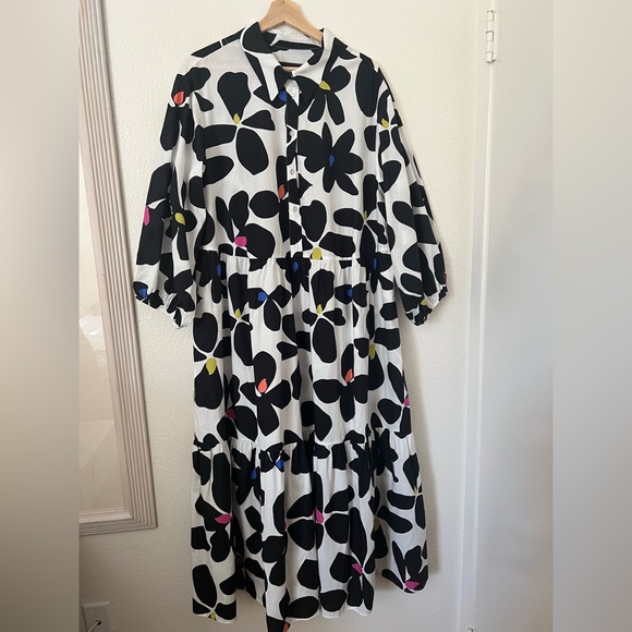 NWT Anthropologie Black and White “The Bettina” Floral Dress - Picture 8 of 11